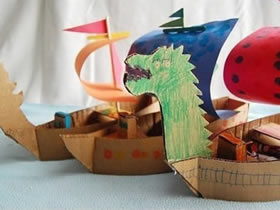 瓦楞紙龍舟模型的做法 兒童龍舟模型手工制作