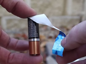口香糖錫紙和電池取火的小實驗 太神奇了！