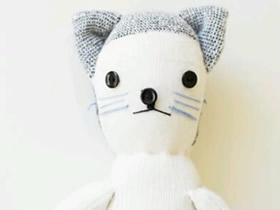 怎么做襪子娃娃貓咪 棉襪子手工制作小貓布偶