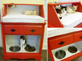 怎么改造舊柜子的方法 手工制作漂亮貓窩