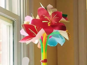 怎么簡單做百合花的方法 手工制作紙百合插花