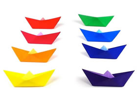兒童手工折紙彩虹紙船怎么折的圖解教程