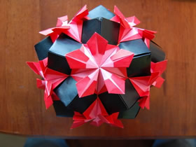 怎么手工做美麗紙花球的折紙過程圖解