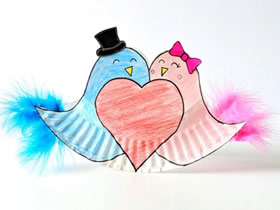 用紙盤做情人節愛情鳥的方法
