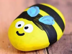 怎么用石頭畫做可愛小蜜蜂的方法圖解