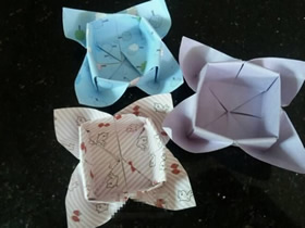 怎么折紙花朵形狀盒子的折法圖解
