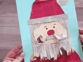 怎么用舊報紙做圣誕老人粘貼畫的方法圖解
