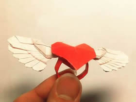 怎么折帶翅膀愛心戒指的折法